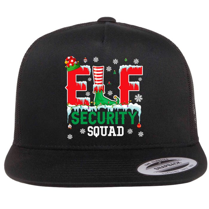 Elf Security Squad Christmas Elf Matching Family Lover Flat Bill Trucker Hat