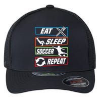 Eat Sleep Soccer Repeat Vintage Funny Retro Soccer Flexfit Unipanel Trucker Cap