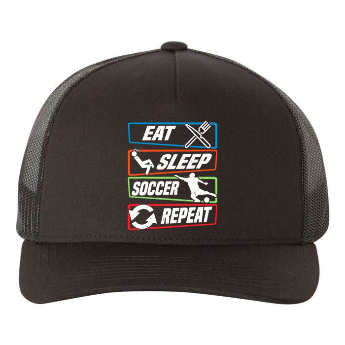 Eat Sleep Soccer Repeat Vintage Funny Retro Soccer Yupoong Adult 5-Panel Trucker Hat