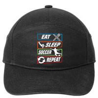 Eat Sleep Soccer Repeat Vintage Funny Retro Soccer 7-Panel Snapback Hat