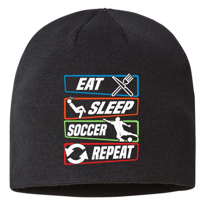 Eat Sleep Soccer Repeat Vintage Funny Retro Soccer Sustainable Beanie