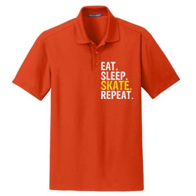 Eat Sleep Skate Repeat Gift Ice Skating Dry Zone Grid Polo