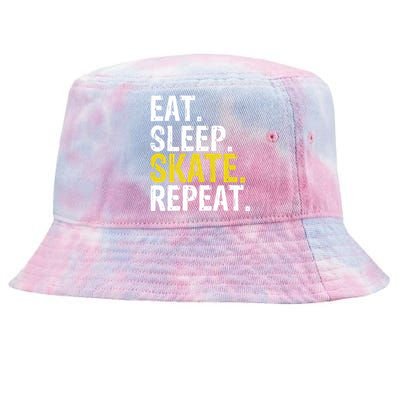 Eat Sleep Skate Repeat Gift Ice Skating Tie-Dyed Bucket Hat