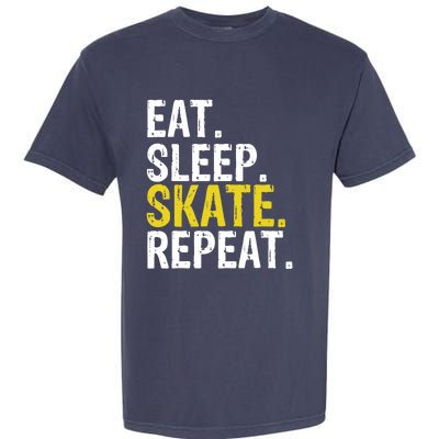 Eat Sleep Skate Repeat Gift Ice Skating Garment-Dyed Heavyweight T-Shirt