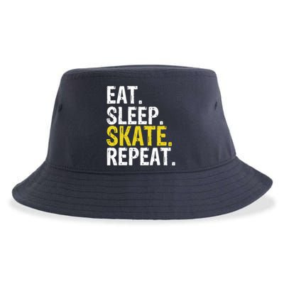 Eat Sleep Skate Repeat Gift Ice Skating Sustainable Bucket Hat