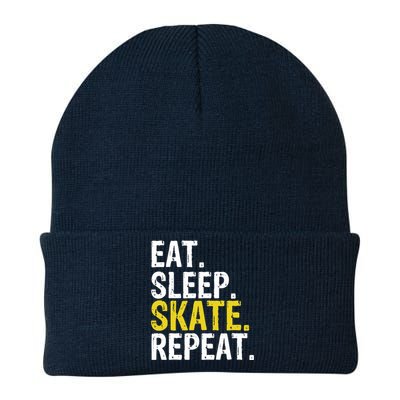 Eat Sleep Skate Repeat Gift Ice Skating Knit Cap Winter Beanie