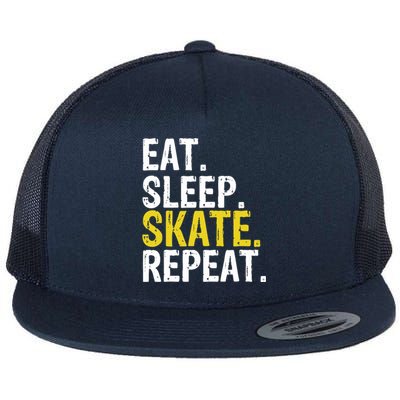 Eat Sleep Skate Repeat Gift Ice Skating Flat Bill Trucker Hat