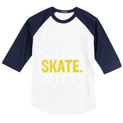 Eat Sleep Skate Repeat Gift Ice Skating Baseball Sleeve Shirt