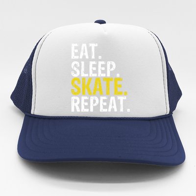 Eat Sleep Skate Repeat Gift Ice Skating Trucker Hat