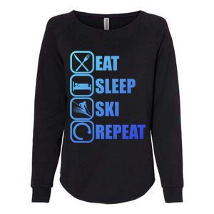 Eat Sleep Ski Repeat Funny Skiing Meaningful Gift Womens California Wash Sweatshirt