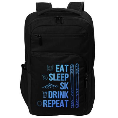 Eat Sleep Ski Ski Area Slopes Call Winter Sports Gift Impact Tech Backpack