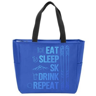 Eat Sleep Ski Ski Area Slopes Call Winter Sports Gift Zip Tote Bag