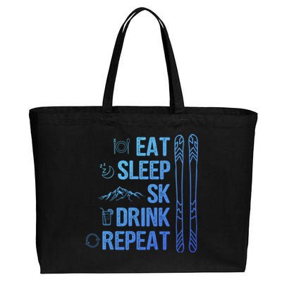 Eat Sleep Ski Ski Area Slopes Call Winter Sports Gift Cotton Canvas Jumbo Tote