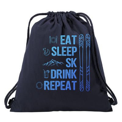 Eat Sleep Ski Ski Area Slopes Call Winter Sports Gift Drawstring Bag