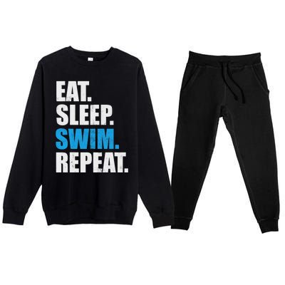 Eat Sleep Swim Repeat Premium Crewneck Sweatsuit Set