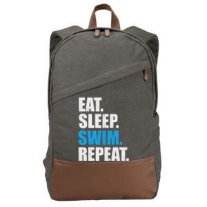 Eat Sleep Swim Repeat Cotton Canvas Backpack