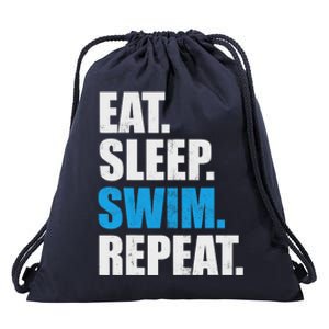 Eat Sleep Swim Repeat Drawstring Bag