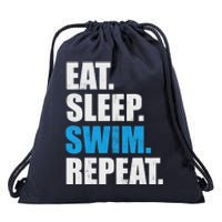 Eat Sleep Swim Repeat Drawstring Bag