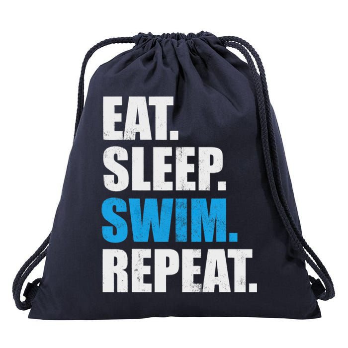 Eat Sleep Swim Repeat Drawstring Bag