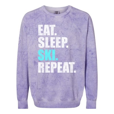 Eat Sleep Ski Repeat Skiing Skier Lover Funny Gift Colorblast Crewneck Sweatshirt