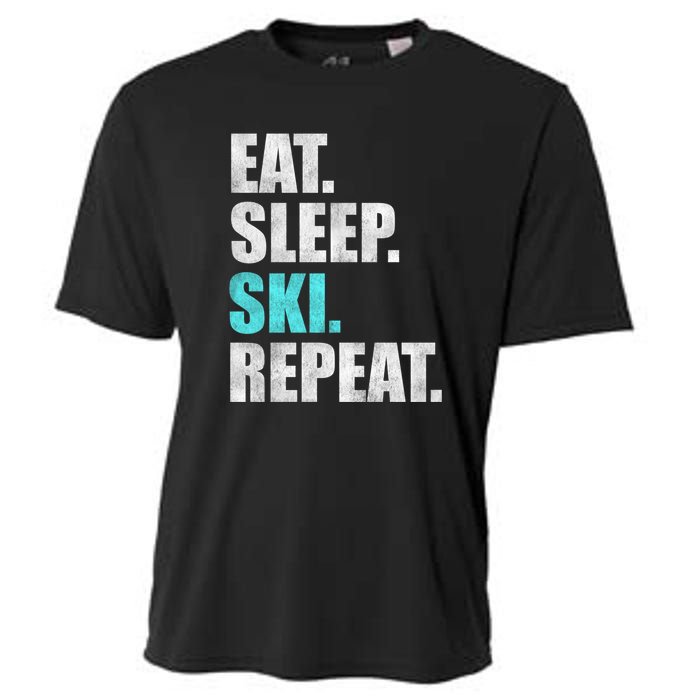 Eat Sleep Ski Repeat Skiing Skier Lover Funny Gift Cooling Performance Crew T-Shirt