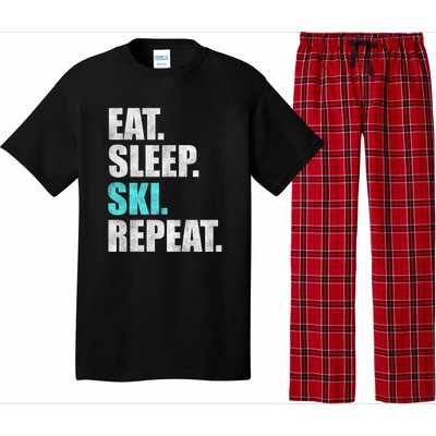 Eat Sleep Ski Repeat Skiing Skier Lover Funny Gift Pajama Set