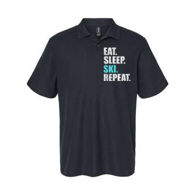 Eat Sleep Ski Repeat Skiing Skier Lover Funny Gift Softstyle Adult Sport Polo