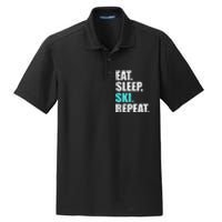 Eat Sleep Ski Repeat Skiing Skier Lover Funny Gift Dry Zone Grid Polo