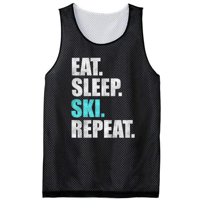 Eat Sleep Ski Repeat Skiing Skier Lover Funny Gift Mesh Reversible Basketball Jersey Tank