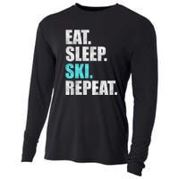 Eat Sleep Ski Repeat Skiing Skier Lover Funny Gift Cooling Performance Long Sleeve Crew