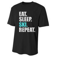 Eat Sleep Ski Repeat Skiing Skier Lover Funny Gift Performance Sprint T-Shirt