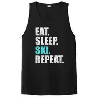 Eat Sleep Ski Repeat Skiing Skier Lover Funny Gift PosiCharge Competitor Tank