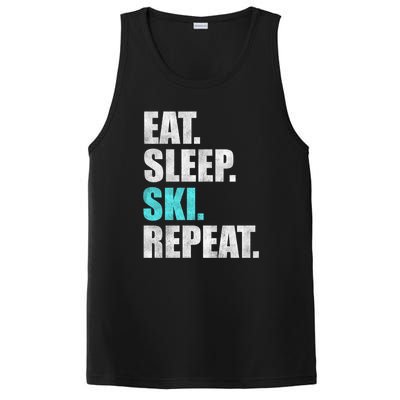 Eat Sleep Ski Repeat Skiing Skier Lover Funny Gift PosiCharge Competitor Tank