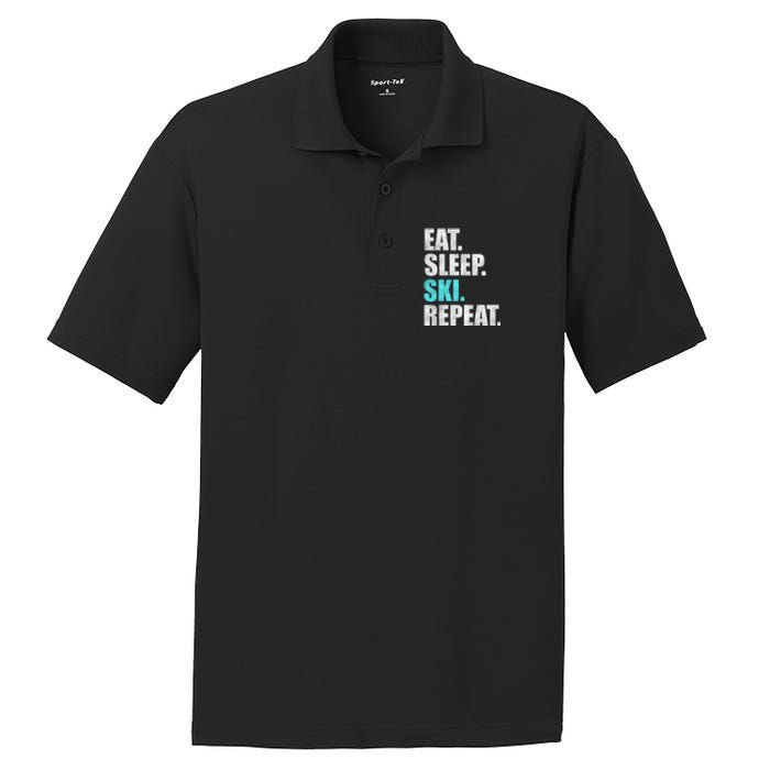 Eat Sleep Ski Repeat Skiing Skier Lover Funny Gift PosiCharge RacerMesh Polo