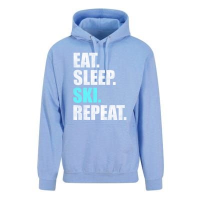 Eat Sleep Ski Repeat Skiing Skier Lover Funny Gift Unisex Surf Hoodie