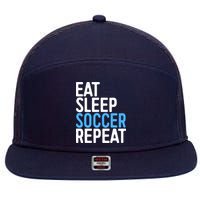 Eat Sleep Soccer Repeat 7 Panel Mesh Trucker Snapback Hat