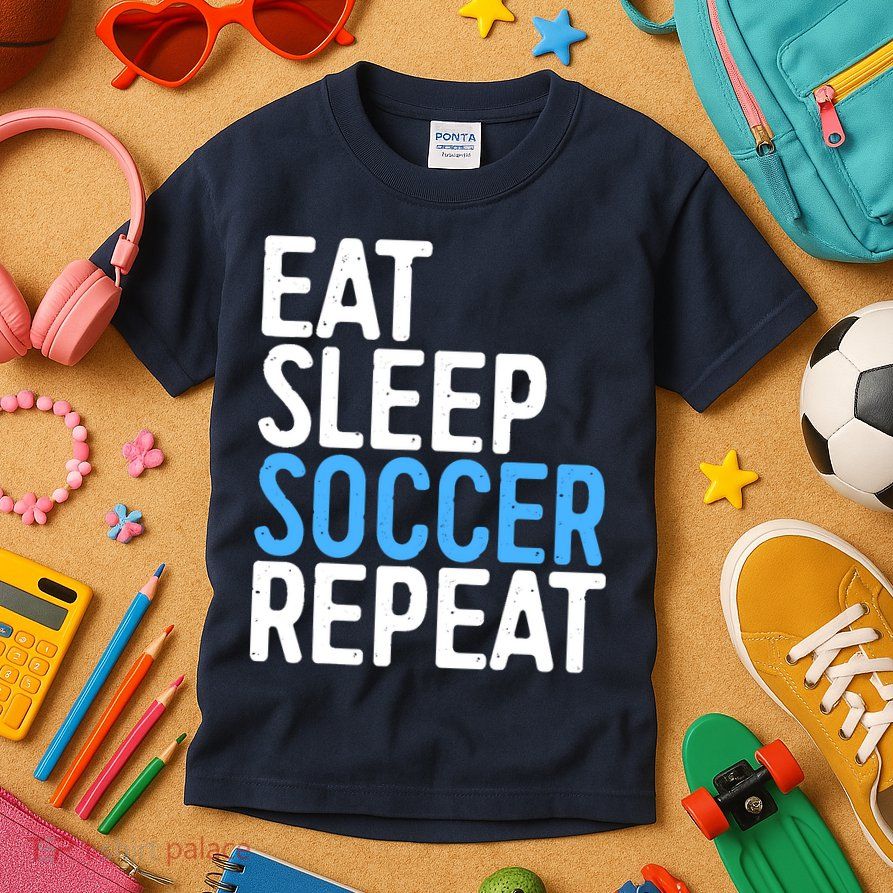 Eat Sleep Soccer Repeat Kids T-Shirt