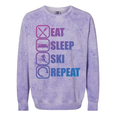 Eat Sleep Ski Repeat Funny Skiing Meaningful Gift Colorblast Crewneck Sweatshirt