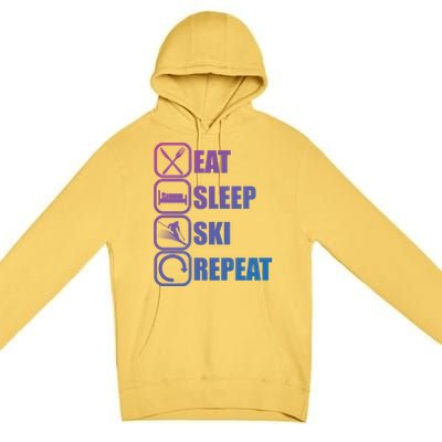 Eat Sleep Ski Repeat Funny Skiing Meaningful Gift Premium Pullover Hoodie