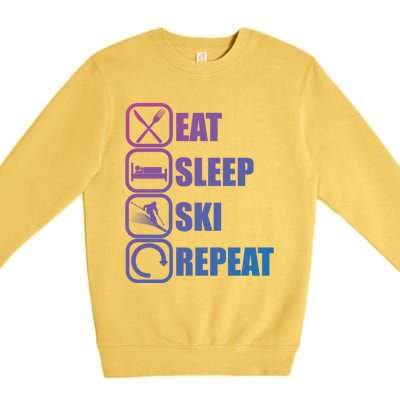 Eat Sleep Ski Repeat Funny Skiing Meaningful Gift Premium Crewneck Sweatshirt