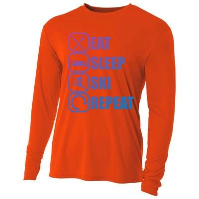 Eat Sleep Ski Repeat Funny Skiing Meaningful Gift Cooling Performance Long Sleeve Crew