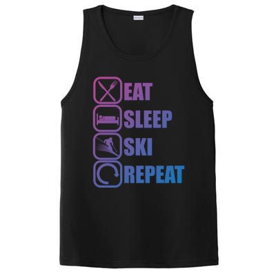 Eat Sleep Ski Repeat Funny Skiing Meaningful Gift PosiCharge Competitor Tank