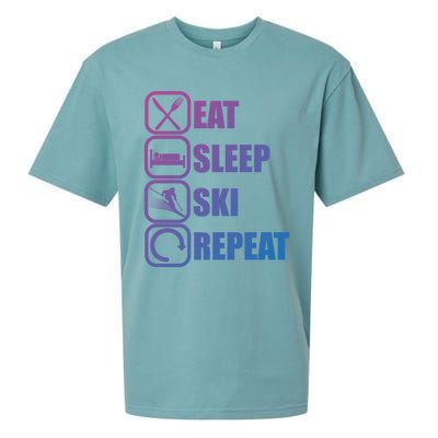 Eat Sleep Ski Repeat Funny Skiing Meaningful Gift Sueded Cloud Jersey T-Shirt