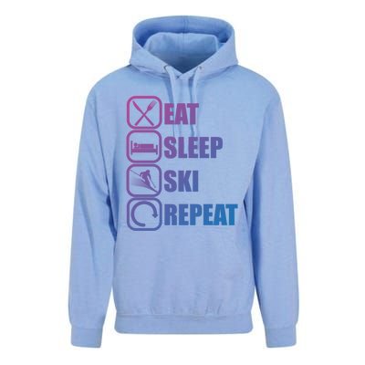 Eat Sleep Ski Repeat Funny Skiing Meaningful Gift Unisex Surf Hoodie