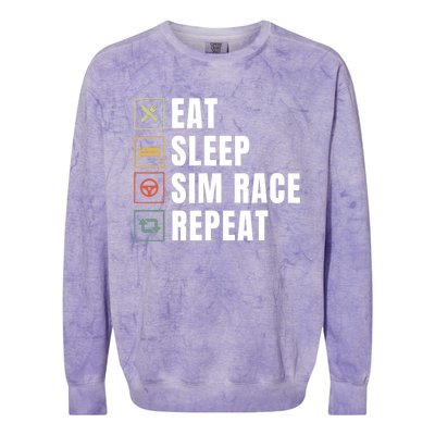 Eat Sleep Sim Race Repeat Sim Racer Colorblast Crewneck Sweatshirt