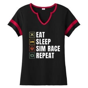 Eat Sleep Sim Race Repeat Sim Racer Ladies Halftime Notch Neck Tee