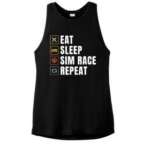 Eat Sleep Sim Race Repeat Sim Racer Ladies PosiCharge Tri-Blend Wicking Tank