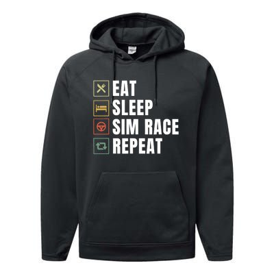 Eat Sleep Sim Race Repeat Sim Racer Performance Fleece Hoodie