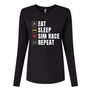 Eat Sleep Sim Race Repeat Sim Racer Womens Cotton Relaxed Long Sleeve T-Shirt