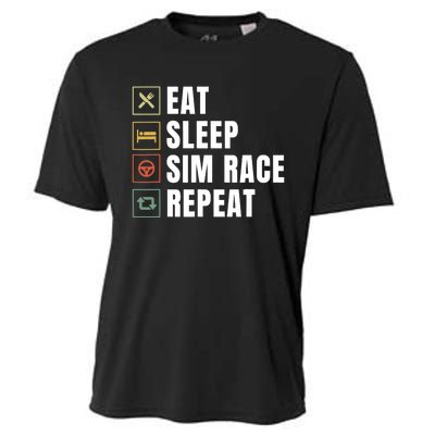 Eat Sleep Sim Race Repeat Sim Racer Cooling Performance Crew T-Shirt